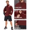 imageMAGCOMSEN Mens Quarter Zip Pullover Fleece Lined Long Sleeve Golf Shirts 14 Zip Thermal Running Athletic SweatshirtsWine Red