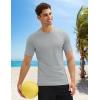 imageMAGCOMSEN Mens Short Sleeve UPF 50 TShirt Swim Quick Dry Rash Guard Athletic Surf Shirts Performance Water ShirtsLightgrey