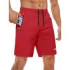 imageMAGCOMSEN Mens Athletic Running Shorts 9quot Quick Dry Lightweight Sport Workout Hiking Gym Shorts with Zipper PocketsTomato Red