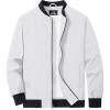 imageMAGCOMSEN Mens Bomber Jacket Lightweight Casual Zip Up Windbreaker Spring Fall Golf Coat with PocketsWhite