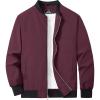 imageMAGCOMSEN Mens Bomber Jacket Lightweight Casual Zip Up Windbreaker Spring Fall Golf Coat with PocketsWine Red