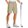 imageMAGCOMSEN Mens Golf Shorts 9 Inch Inseam Quick Dry Casual Shorts Stretch Hiking Dress Work Shorts with 4 Pockets Flat FrontKhaki