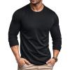 imageMAGCOMSEN Mens Long Sleeve Shirt with Pocket Cotton Crew Neck Shirts Casual Lightweight TShirt01black