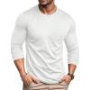 imageMAGCOMSEN Mens Long Sleeve Shirt with Pocket Cotton Crew Neck Shirts Casual Lightweight TShirt02white