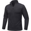 imageMAGCOMSEN Mens Quarter Zip Pullover Fleece Lined Long Sleeve Golf Shirts 14 Zip Thermal Running Athletic SweatshirtsBlack
