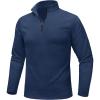 imageMAGCOMSEN Mens Quarter Zip Pullover Fleece Lined Long Sleeve Golf Shirts 14 Zip Thermal Running Athletic SweatshirtsDark Navy