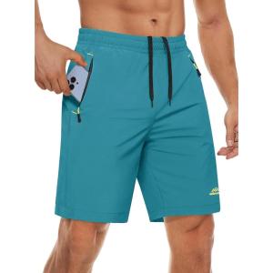 imageMAGCOMSEN Mens Athletic Running Shorts 9quot Quick Dry Lightweight Sport Workout Hiking Gym Shorts with Zipper PocketsLake Blue