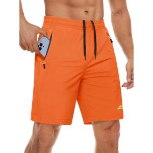 imageMAGCOMSEN Mens Athletic Running Shorts 9quot Quick Dry Lightweight Sport Workout Hiking Gym Shorts with Zipper PocketsOrange