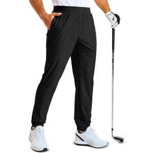 imageMAGCOMSEN Mens Golf Pants Stretch Joggers with Zipper Pockets Work Casual Slack for MenBlack