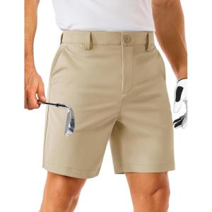 imageMAGCOMSEN Mens Golf Shorts 7quot Quick Dry Lightweight Stretch Casual Shorts with 6 Pockets Dress Work HikingKhaki