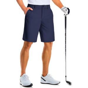 imageMAGCOMSEN Mens Golf Shorts 9 Inch Inseam Quick Dry Casual Shorts Stretch Hiking Dress Work Shorts with 4 Pockets Flat FrontNavy