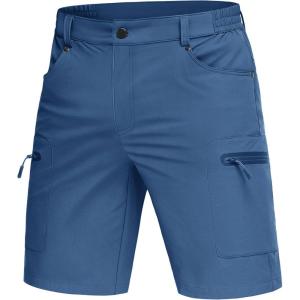imageMAGCOMSEN Mens Hiking Cargo Shorts 10quot Lightweight Outdoor Work Shorts for Men Travel Casual with 5 PocketsBluegray