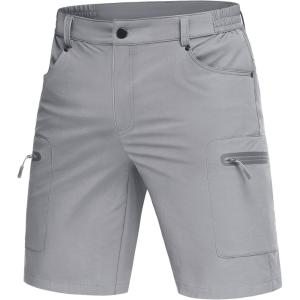 imageMAGCOMSEN Mens Hiking Cargo Shorts 10quot Lightweight Outdoor Work Shorts for Men Travel Casual with 5 PocketsLightgrey