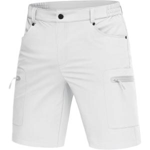 imageMAGCOMSEN Mens Hiking Cargo Shorts 10quot Lightweight Outdoor Work Shorts for Men Travel Casual with 5 PocketsWhite