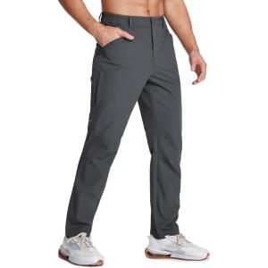imageMAGCOMSEN Mens Lightweight Hiking Pants with 4 Pockets Water Resistant Quick Dry Fishing Travel Work Outddoor PantsDarkgrey