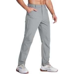 imageMAGCOMSEN Mens Lightweight Hiking Pants with 4 Pockets Water Resistant Quick Dry Fishing Travel Work Outddoor PantsLightgrey