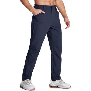 imageMAGCOMSEN Mens Lightweight Hiking Pants with 4 Pockets Water Resistant Quick Dry Fishing Travel Work Outddoor PantsNavy