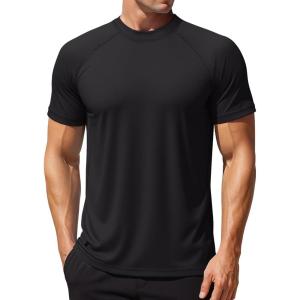 imageMAGCOMSEN Mens Rash Guard Swim Shirts UPF 50 Sun Protection Quick Dry Fishing Water ShirtsBlack