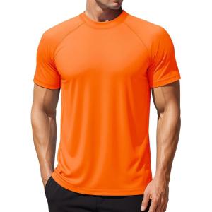 imageMAGCOMSEN Mens Rash Guard Swim Shirts UPF 50 Sun Protection Quick Dry Fishing Water ShirtsFrorange