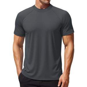 imageMAGCOMSEN Mens Rash Guard Swim Shirts UPF 50 Sun Protection Quick Dry Fishing Water ShirtsGray