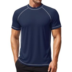 imageMAGCOMSEN Mens Rash Guard Swim Shirts UPF 50 Sun Protection Quick Dry Fishing Water ShirtsNavywhite