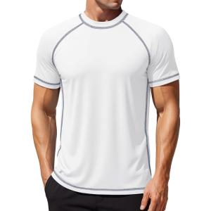 imageMAGCOMSEN Mens Rash Guard Swim Shirts UPF 50 Sun Protection Quick Dry Fishing Water ShirtsWhitenavy