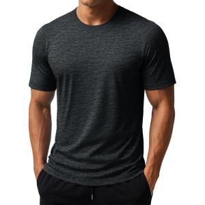 imageMAGCOMSEN Mens Short Sleeve Sun Protection Shirts Quick Dry Athletic TShirts Hiking Running Workout Gym Rash GuardBlack