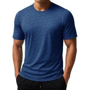 imageMAGCOMSEN Mens Short Sleeve Sun Protection Shirts Quick Dry Athletic TShirts Hiking Running Workout Gym Rash GuardDark Blue