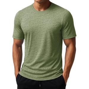imageMAGCOMSEN Mens Short Sleeve Sun Protection Shirts Quick Dry Athletic TShirts Hiking Running Workout Gym Rash GuardGreen