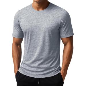 imageMAGCOMSEN Mens Short Sleeve Sun Protection Shirts Quick Dry Athletic TShirts Hiking Running Workout Gym Rash GuardLight Grey