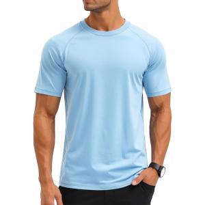 imageMAGCOMSEN Mens Short Sleeve UPF 50 TShirt Swim Quick Dry Rash Guard Athletic Surf Shirts Performance Water ShirtsSkyblue