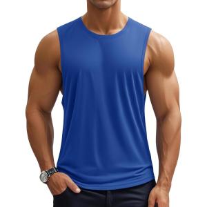 imageMAGCOMSEN Mens Workout Tank Tops Quick Dry Lightweight Sleeveless Shirts Gym Bodybuilding Muscle Tee ShirtColor Blue