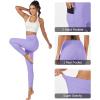 imageMAGCOMSEN High Waisted Yoga Pants with Pockets for Women 78 Tummy Control Athletic Running Leggings Light Purple M