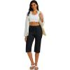 imageMAGCOMSEN Womens Capri Pants Cotton Yoga Wide Leg Capris Loose Casual Lounge Workout Capri Sweatpants with 5 PocketsBlack