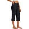 imageMAGCOMSEN Womens Capri Pants Cotton Yoga Wide Leg Capris Loose Casual Lounge Workout Capri Sweatpants with 5 PocketsBlack