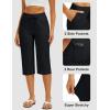 imageMAGCOMSEN Womens Capri Pants Cotton Yoga Wide Leg Capris Loose Casual Lounge Workout Capri Sweatpants with 5 PocketsBlack