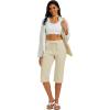 imageMAGCOMSEN Womens Capri Pants Cotton Yoga Wide Leg Capris Loose Casual Lounge Workout Capri Sweatpants with 5 PocketsLight Apricot