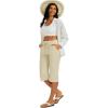 imageMAGCOMSEN Womens Capri Pants Cotton Yoga Wide Leg Capris Loose Casual Lounge Workout Capri Sweatpants with 5 PocketsLight Apricot