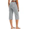 imageMAGCOMSEN Womens Capri Pants Cotton Yoga Wide Leg Capris Loose Casual Lounge Workout Capri Sweatpants with 5 PocketsLight Grey