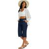 imageMAGCOMSEN Womens Capri Pants Cotton Yoga Wide Leg Capris Loose Casual Lounge Workout Capri Sweatpants with 5 PocketsNavy Blue