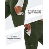 imageMAGCOMSEN Womens Hiking Leggings with 4 Zipper Pockets Water Resistant High Waisted Cargo Leggings Workout Running YogaArmy Green