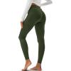 imageMAGCOMSEN Womens Hiking Leggings with 4 Zipper Pockets Water Resistant High Waisted Cargo Leggings Workout Running YogaArmy Green