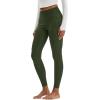 imageMAGCOMSEN Womens Hiking Leggings with 4 Zipper Pockets Water Resistant High Waisted Cargo Leggings Workout Running YogaArmy Green