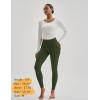 imageMAGCOMSEN Womens Hiking Leggings with 4 Zipper Pockets Water Resistant High Waisted Cargo Leggings Workout Running YogaArmy Green