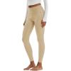 imageMAGCOMSEN Womens Hiking Leggings with 4 Zipper Pockets Water Resistant High Waisted Cargo Leggings Workout Running YogaLight Khaki
