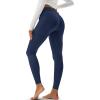 imageMAGCOMSEN Womens Hiking Leggings with 4 Zipper Pockets Water Resistant High Waisted Cargo Leggings Workout Running YogaNavy