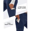 imageMAGCOMSEN Womens Hiking Leggings with 4 Zipper Pockets Water Resistant High Waisted Cargo Leggings Workout Running YogaNavy