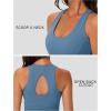 imageMAGCOMSEN Womens Workout Tank Tops with Built in Bra Athletic Racerback Support Tanks Padded Fitted Yoga Crop Gym ActivewearBlue