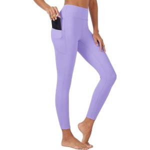 imageMAGCOMSEN High Waisted Yoga Pants with Pockets for Women 78 Tummy Control Athletic Running Leggings Light Purple M