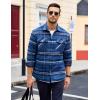 imageMAGCOMSEN Mens Flannel Shirts Long Sleeve Quilted Lined Button Down Plaid Flannel Jacket Heavyweight Warm Winter CoatBlue Grey